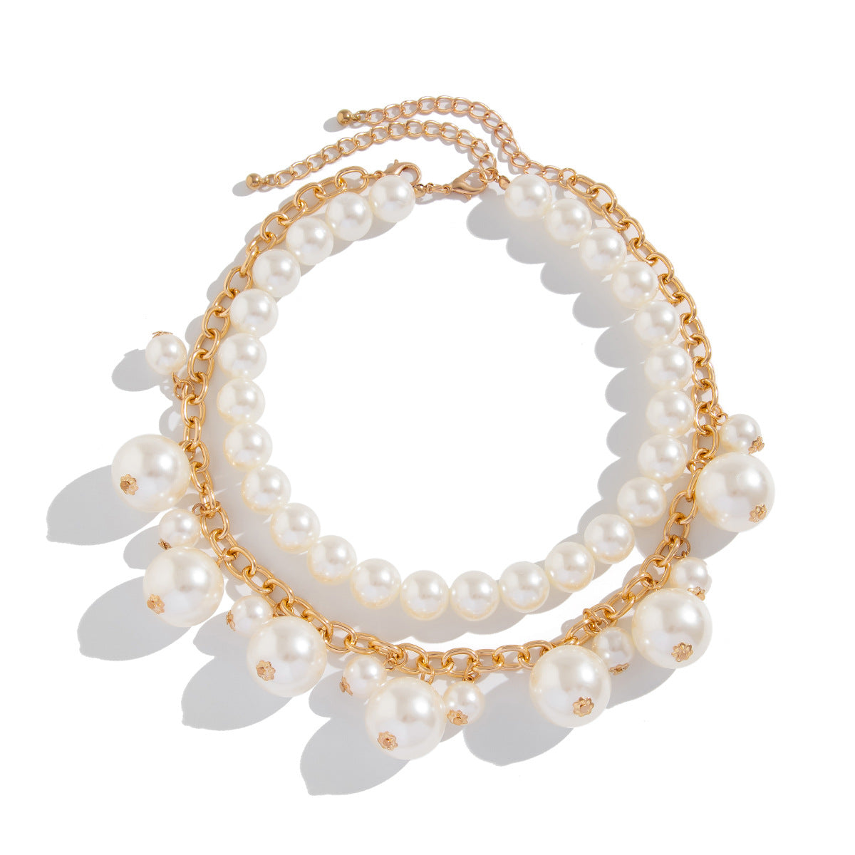 Light luxury style pearl bead pendant necklace