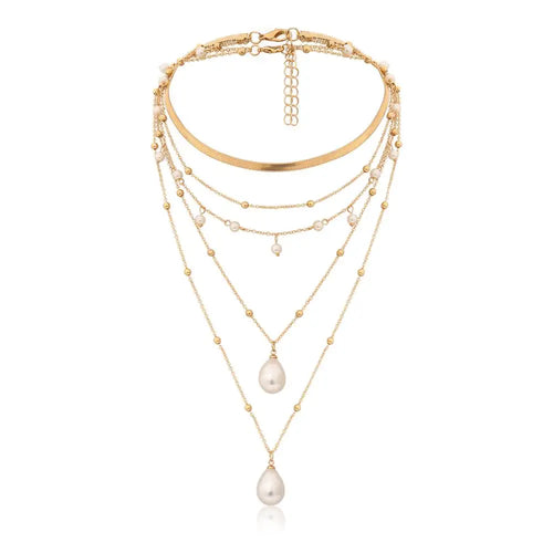 Gothic Imitation Pearl Tassel Choker Necklace