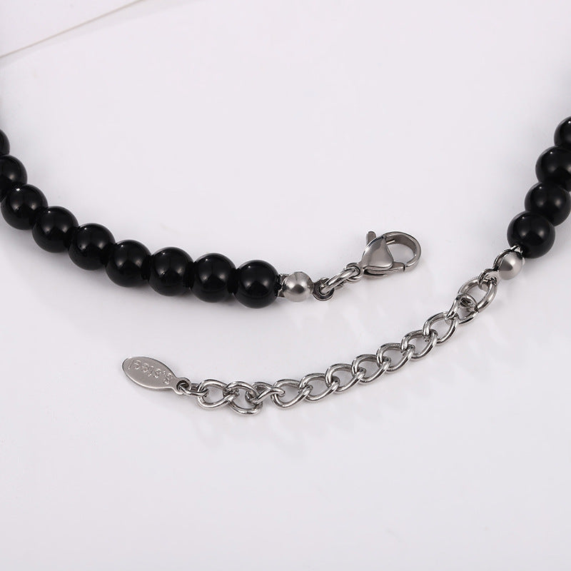 Black pendant Beaded necklace