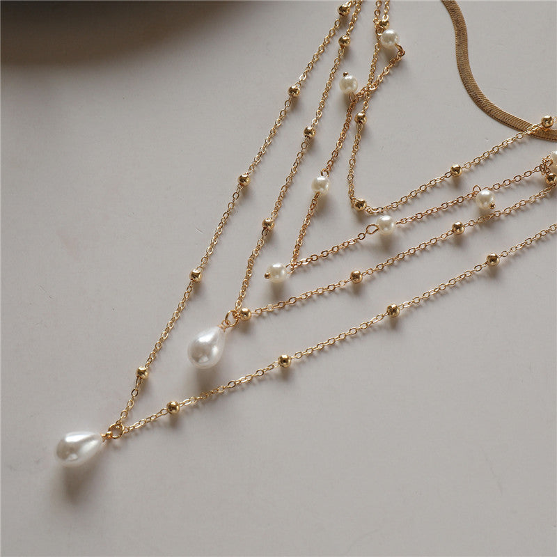 Gothic Imitation Pearl Tassel Choker Necklace