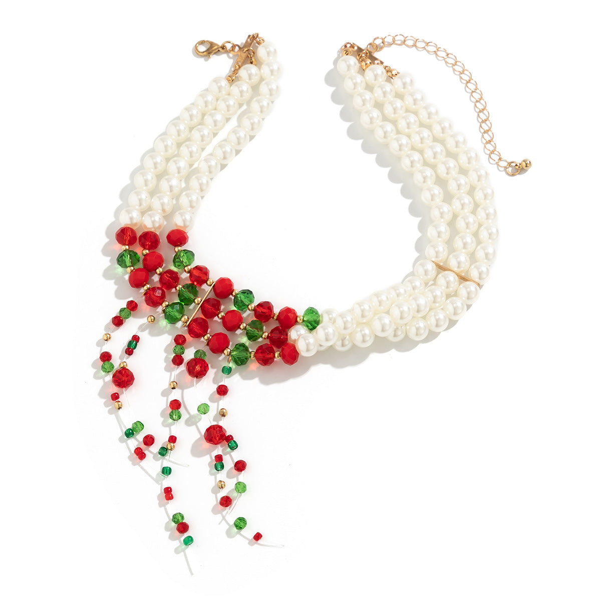 Christmas necklace with personalized round beads