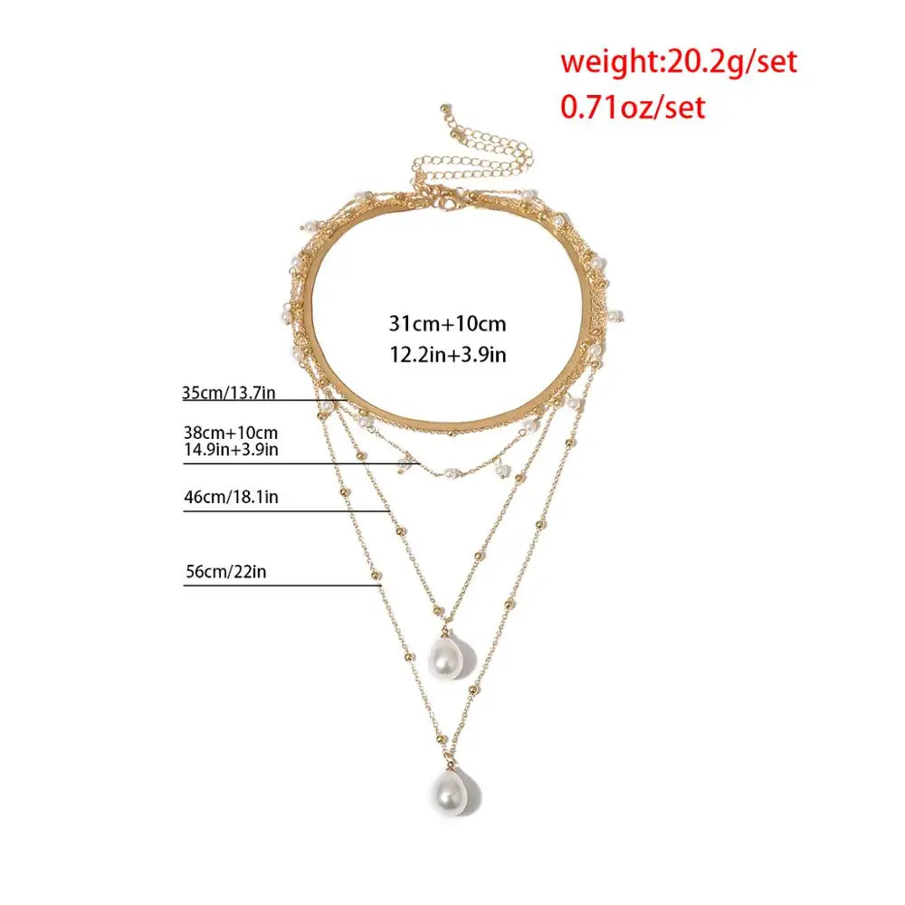 Gothic Imitation Pearl Tassel Choker Necklace