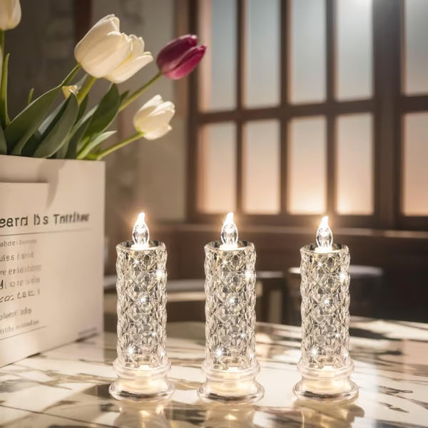 🔥Christmas Early Discount 49% Off🔥LED Crystal Candle Lights - Romantic Tabletop Night Lights,🎁 Christmas gift