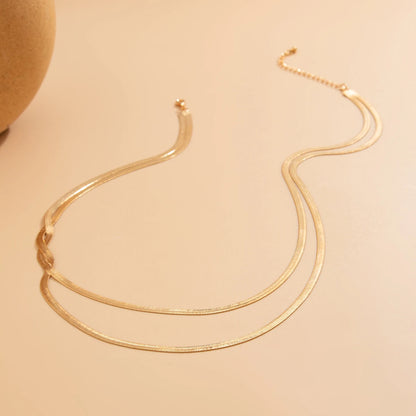 Women Collar Multilayer Twisted Smooth Snake Chain Necklace