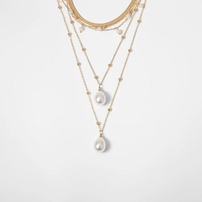 Gothic Imitation Pearl Tassel Choker Necklace