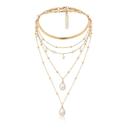 Gothic Imitation Pearl Tassel Choker Necklace