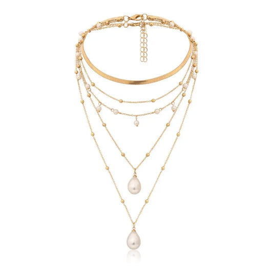 Gothic Imitation Pearl Tassel Choker Necklace