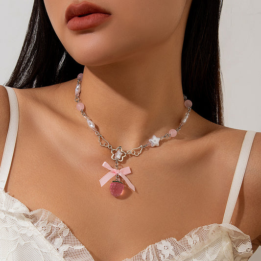 Sweet Wind Acrylic Strawberry Pendant Necklace
