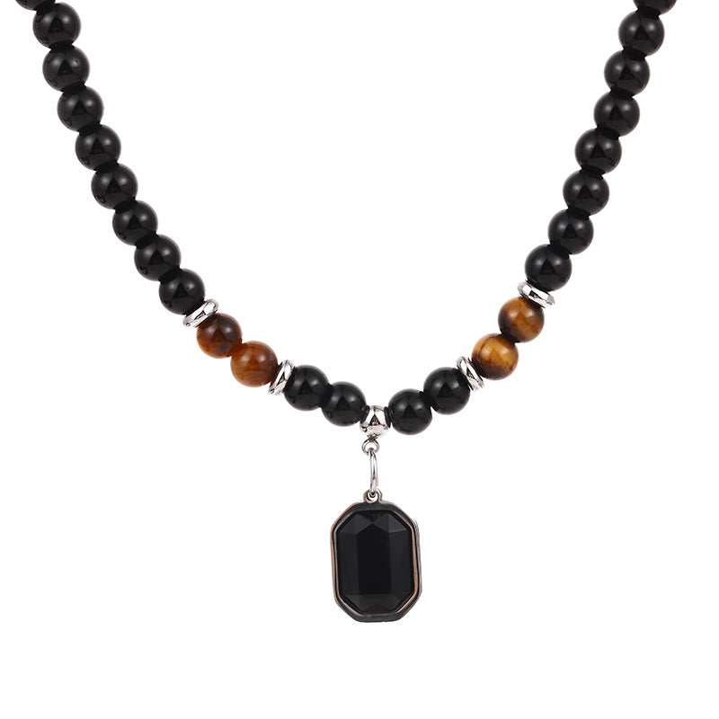 Black pendant Beaded necklace