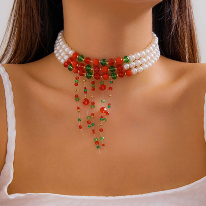 Christmas necklace with personalized round beads
