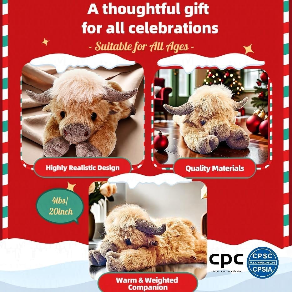 🔥Christmas New Gift Toy🐂🎁Cute Cartoon Highland Cow Cuddly Toy