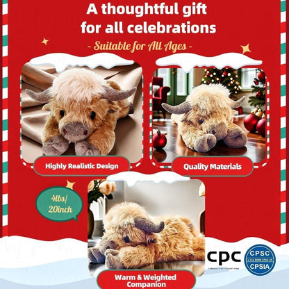 🔥Christmas New Gift Toy🐂🎁Cute Cartoon Highland Cow Cuddly Toy