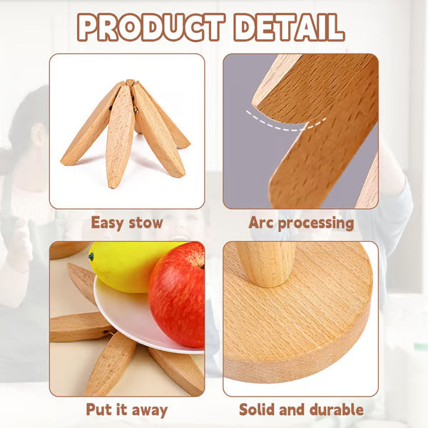 🔥Christmas Early Discount 49% Off✨Natural Tree Trivet Set - 4 Wooden Trivets & 1 Stand Like a Christmas Tree
