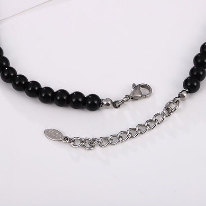 Black pendant Beaded necklace