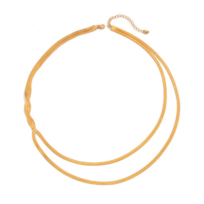 Women Collar Multilayer Twisted Smooth Snake Chain Necklace