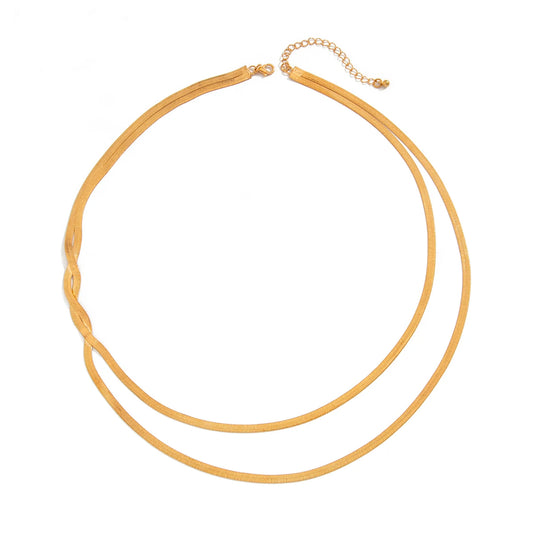 Women Collar Multilayer Twisted Smooth Snake Chain Necklace