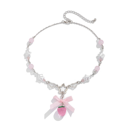 Sweet Wind Acrylic Strawberry Pendant Necklace