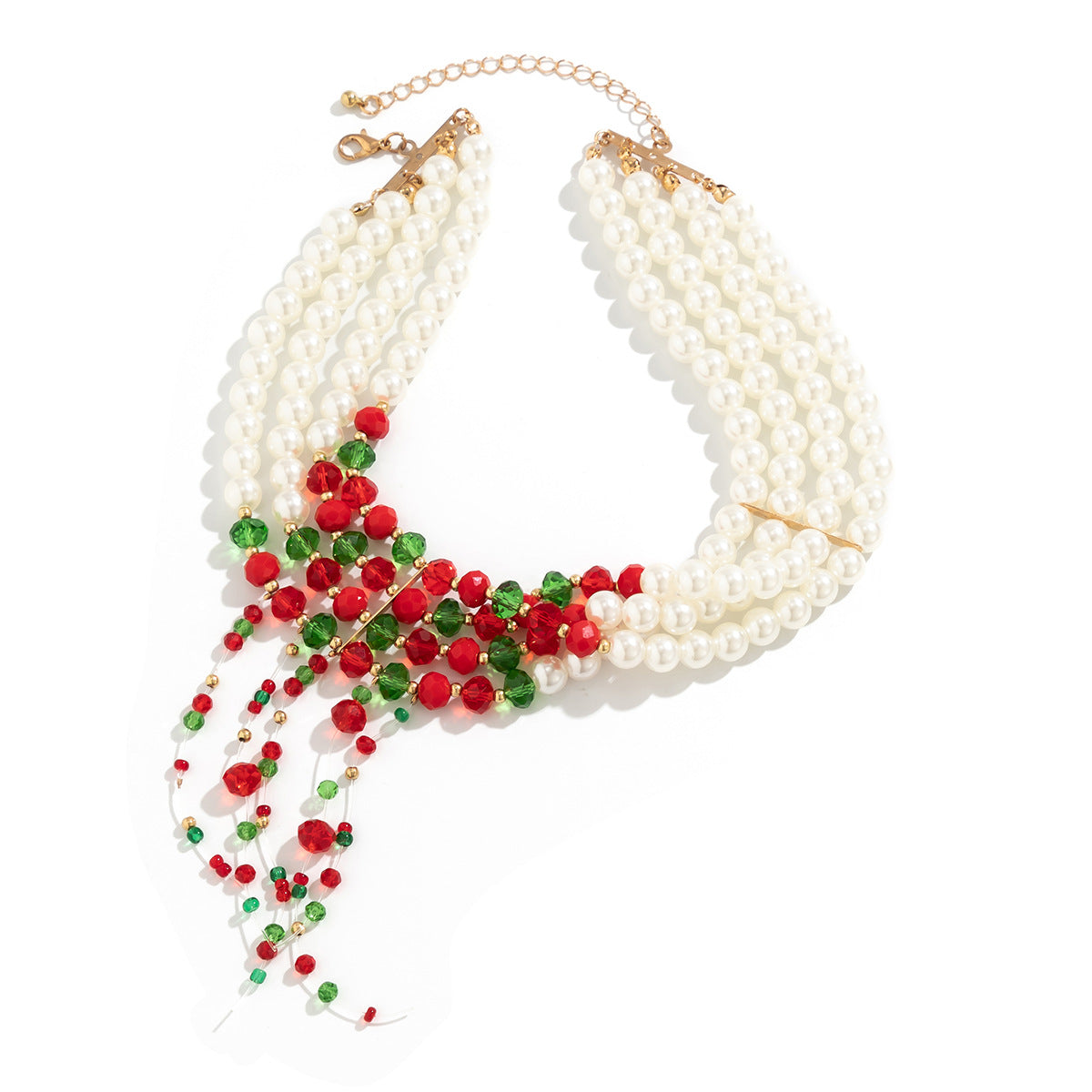Christmas necklace with personalized round beads