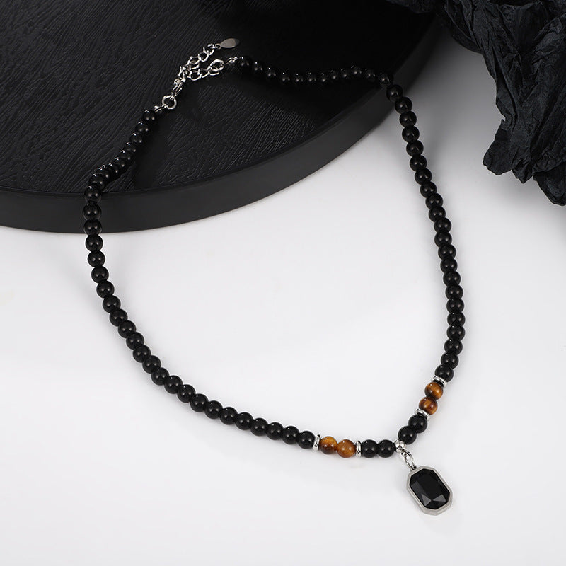 Black pendant Beaded necklace