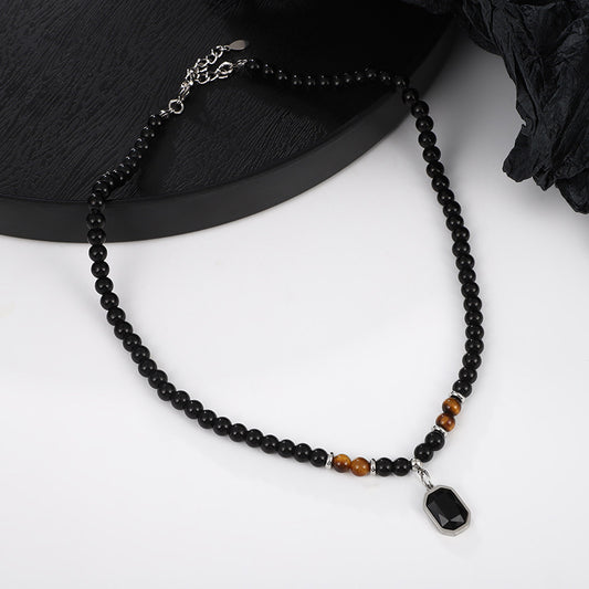 Black pendant Beaded necklace