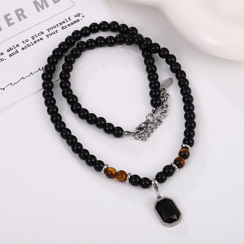 Black pendant Beaded necklace