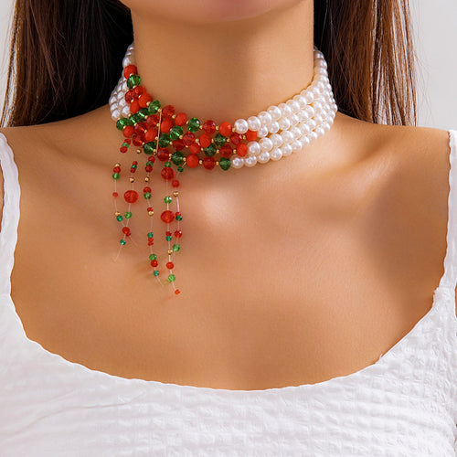 Christmas necklace with personalized round beads