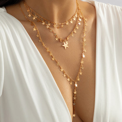 Fashion multi-layer Y-shaped metal necklace
