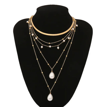 Gothic Imitation Pearl Tassel Choker Necklace
