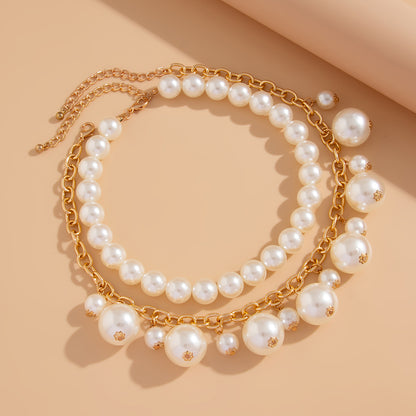 Light luxury style pearl bead pendant necklace