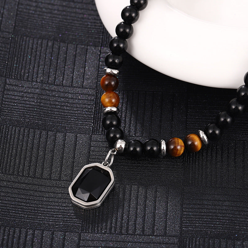 Black pendant Beaded necklace