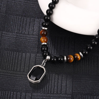 Black pendant Beaded necklace