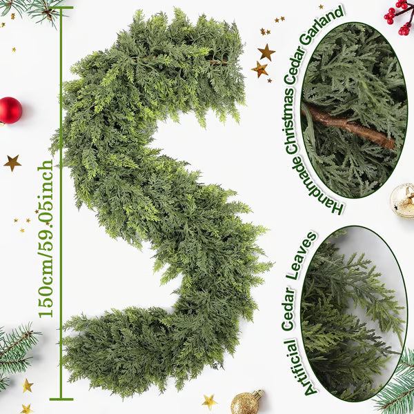 🏆2025 Super Value Se💥6 FT Artificial Cedar Garlands –Realistic Touch Winter Greenery