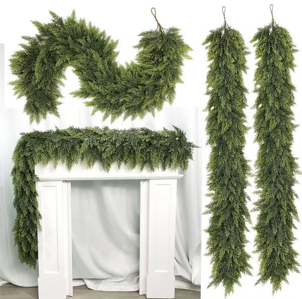 🏆2025 Super Value Se💥6 FT Artificial Cedar Garlands –Realistic Touch Winter Greenery